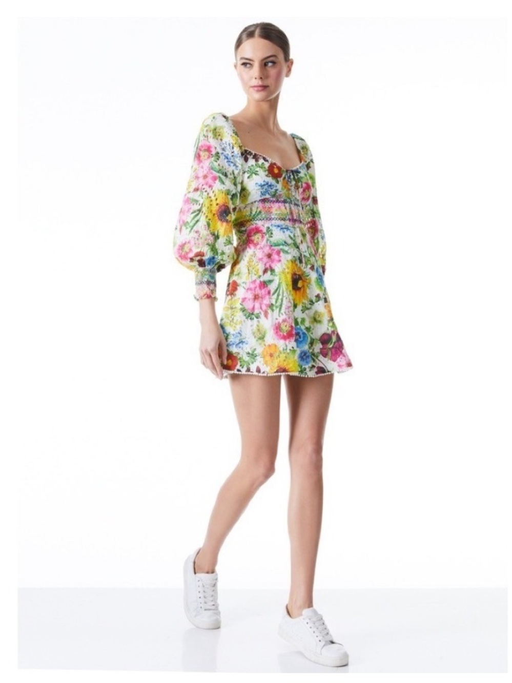 Alice & Olivia floral lace long sleeve mini dress - Picture 4 of 10